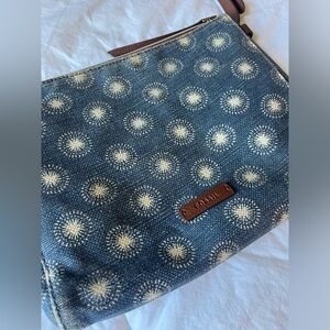 Fossil blue canvas Felicity crossbody purse